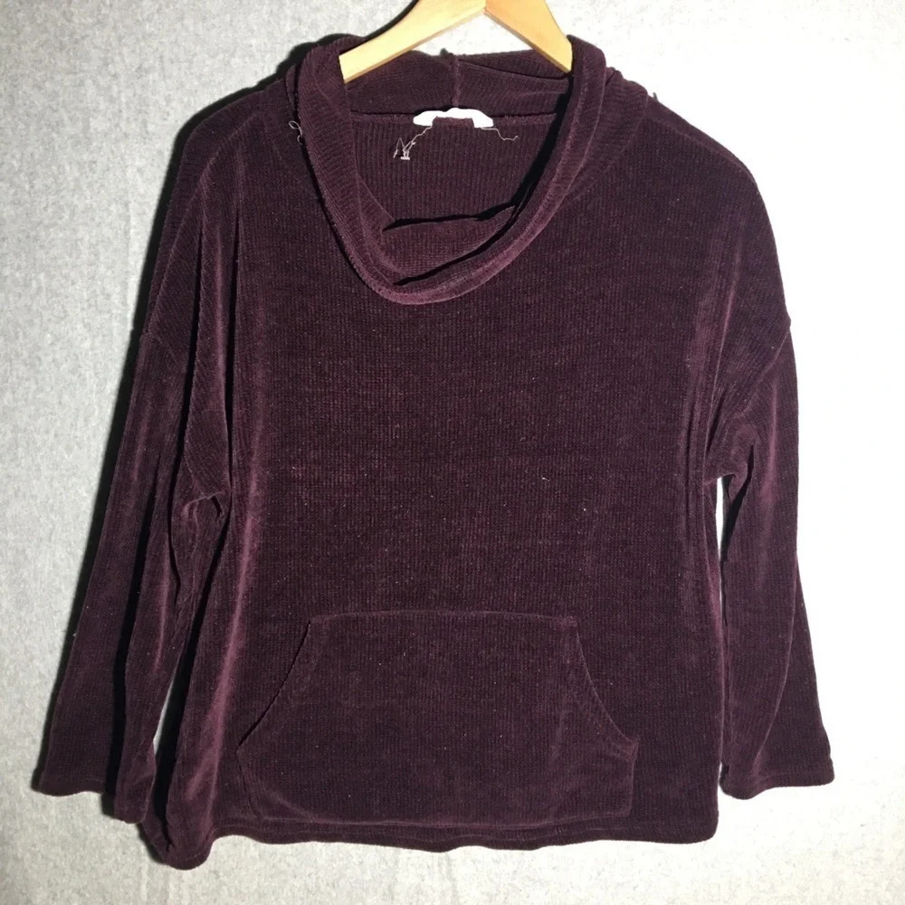 Womens Spring and Mercer Sweater Dark Purple Plum Cowl Neck Winter Transitional